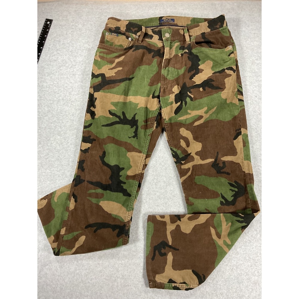 Polo Ralph Lauren men Camo Corduroy Slim Fit Pants 32x30 Woodland Camo 2788